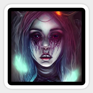 Epic Darkness: Embrace Alternative Style in a Fantasy-Horror Fusion Sticker